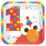 Amscan Party Supplies Elmo Turns One Square Plates 7″ (8 count)