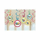 Happy Birthday Hanging Swirl Decorations (12 count)