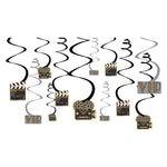 Amscan Party Supplies Lights! Camera! Action! Swirl Hanging Decorations (12 count)