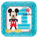 Mickey Fun One Square Plates 7″ (8 count)