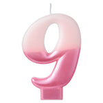 Amscan Party Supplies Numeral Candle #9 Pink