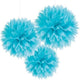 Ocean Blue Fluffy Paper Decorations (3 piece set)