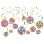 Amscan Rainbow Butterfly Unicorn Kitty Spiral Decorations (12 count)