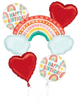 Anagram Happy Birthday Retro Rainbow Balloon Bouquet Set