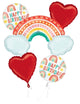 Happy Birthday Retro Rainbow Balloon Bouquet Set