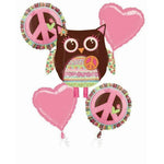 Anagram Hippie Chick Owl Peace Balloon Bouquet Kit