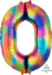 Anagram Mylar & Foil 0 Rainbow Splash 34″ Numbers