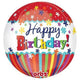 16" Orbz Happy Birthday Stripes and Bursts Foil Balloons