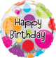 18" B-day Colorful Dots Foil Balloons