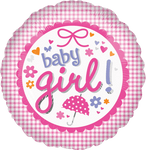 Anagram Mylar & Foil 18" Baby Girl Gingham Foil Balloons