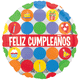18" Feliz Cumpleanos Polka Icons Foil Balloons
