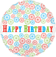 18" Flower Pattern Happy Birthday Foil Balloons