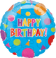 18" Happy Birthday Dots Foil Balloons