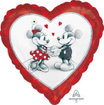 18" Minnie & Mickey Mouse In Love Holographic Heart Foil Balloons