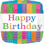 Anagram Mylar & Foil 18" Pattern Happy Birthday Foil Balloons