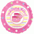 18" Welcome Baby Girl Booties Foil Balloons