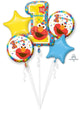 1st Birthday Elmo Sesame Street Balloon Bouquet - 5 Balloons