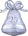 Anagram Mylar & Foil 25th Anniversary Bell Silver 27″ Balloon
