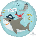 Anagram Mylar & Foil Ahoy Birthday Pirate Sharks 17″ Balloon
