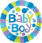 Anagram Mylar & Foil Baby Boy Dots & Stripes 18″ Foil Balloon