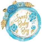 Anagram Mylar & Foil Baby Boy Floral Geo 36″ Balloon
