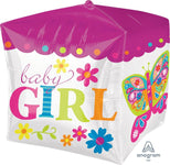 Anagram Mylar & Foil Beautiful Baby Girl Block 15" Cube-Shaped Balloon