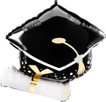 Anagram Mylar & Foil Black Grad Cap & White Diploma 25″ Balloon