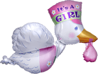 Anagram Mylar & Foil Bundle of Joy Stork - It's A Girl 32" Mylar Foil Balloon