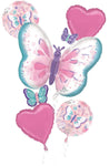 Anagram Mylar & Foil Butterfly Flutters Happy Birthday Balloon Bouquet Set