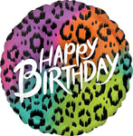 Anagram Mylar & Foil Cheetah Animal Print Happy Birthday 28″ Balloon