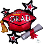 Anagram Mylar & Foil Congrats Grad Red Cluster 31" Mylar Foil Balloon