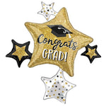 Anagram Mylar & Foil Congrats Grad Sparkle Stars 35″ Balloon
