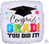 Anagram Mylar & Foil Congrats Grad, You Did It! 17″ Balloon
