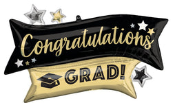 Anagram Mylar & Foil Congratulations Grad Gold Black 38″ Balloon