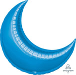 Anagram Mylar & Foil Crescent Moon Blue 35″ Balloon