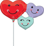 Anagram Mylar & Foil Cute Smiley Heart Trio 14″ Balloon (requires heat-sealing)