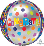 Anagram Mylar & Foil Dotty Geometric Congrats 16" Orbz Balloon