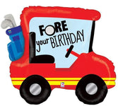 Globo de carro de golf Fore Your Birthday de 34"