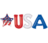 Anagram Mylar & Foil Giant USA Red White Blue 34" Letter Balloon Set