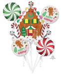 Anagram Mylar & Foil Gingerbread House & Holiday Cookies Balloon Bouquet