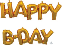 Anagram Mylar & Foil Gold Happy B-Day Air-filled Phrase Balloon Kit
