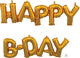 Kit de globos con frases llenos de aire Gold Happy B-Day