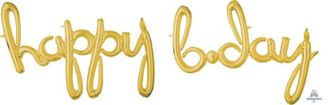 Anagram Mylar & Foil Gold Happy Bday Birthday Air-filled Balloon