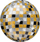 Globo Orbz de 16″ con bola de discoteca dorada/plateada/negra