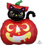 Anagram Mylar & Foil Halloween Iridescent Cat Pumpkin 28″ Balloon
