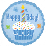 Anagram Mylar & Foil Happy 1st Birthday Blue Cupcake 18″ Balloon