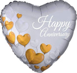 Anagram Mylar & Foil Happy Anniversary Platinum Hearts 18″ Balloon