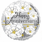 Anagram Mylar & Foil Happy Anniversary Silver 18″ Balloon