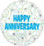 Anagram Mylar & Foil Happy Anniversary Swirls 18″ Balloon