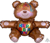 Anagram Mylar & Foil Happy Birthday Air-filled Teddy Bear 19″ Balloon